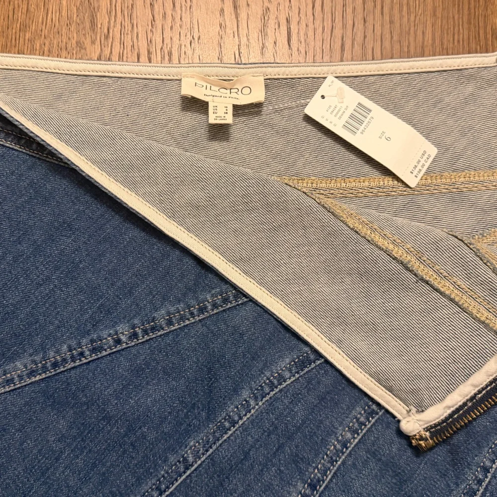 Anthropologie Pilcro Medium Blue Asymmetrical Paneled Denim Skirt NWT - Picture 5 of 8
